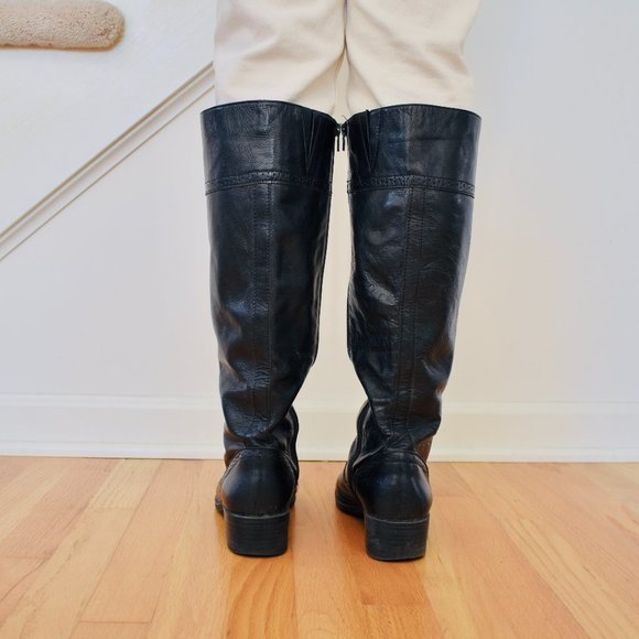 Black Leather Knee High Boots - Picture 4 of 10